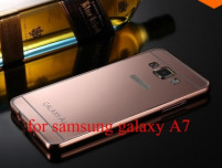 Луксозен алуминиев бъмпър с огледален твърд гръб за Samsung Galaxy A7 A700F златист